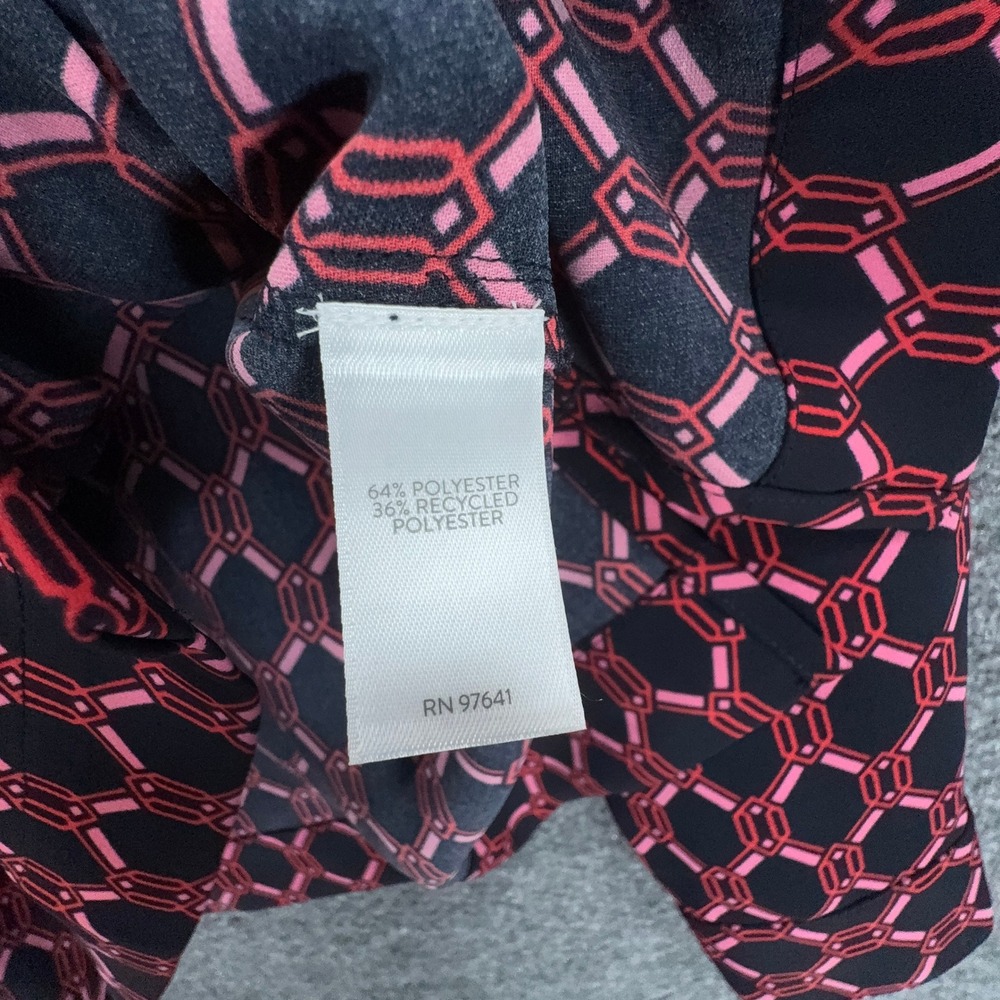 J. Jill Blouse Women XS Blue Pink Geometric Wearever Petite Button Up Blouse NEW - Picture 6 of 11